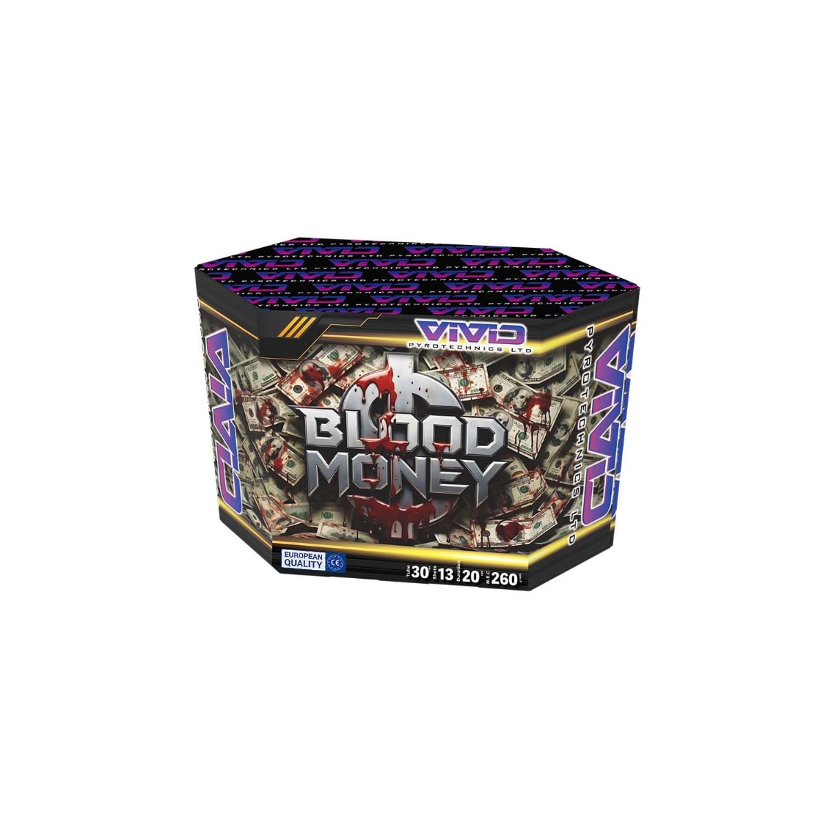 Blood Money – 13 Shot 30mm Firework Cake – Vivid Pyrotechnics