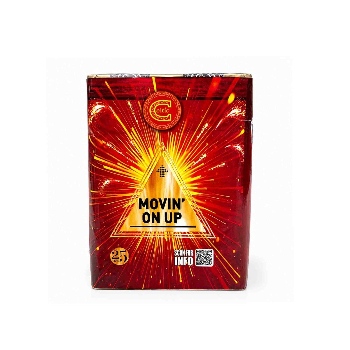 Moving On Up by Celtic Fireworks 25 Shot Low Noise Dump Cake