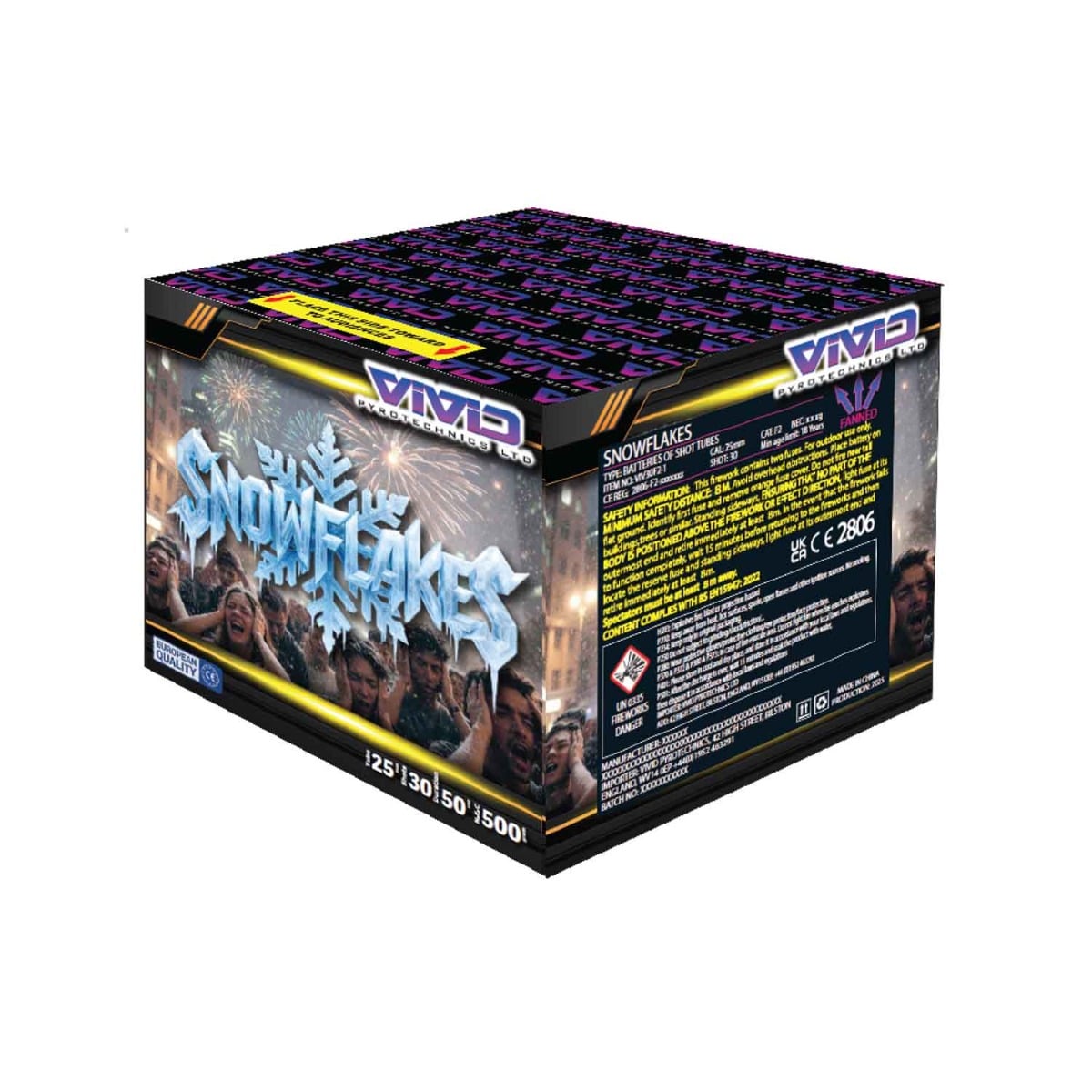 Snowflakes 30 Shot Fan Firework 25mm F2 Vivid Pyrotechnics