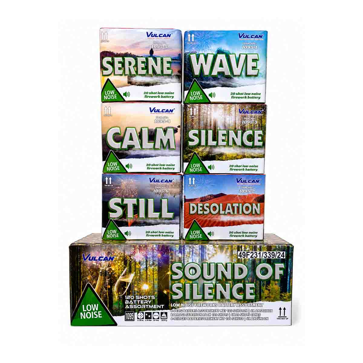 Sound of Silence by Vulcan F2 Low Noise Display Pack 6 Barrages 120 Shots