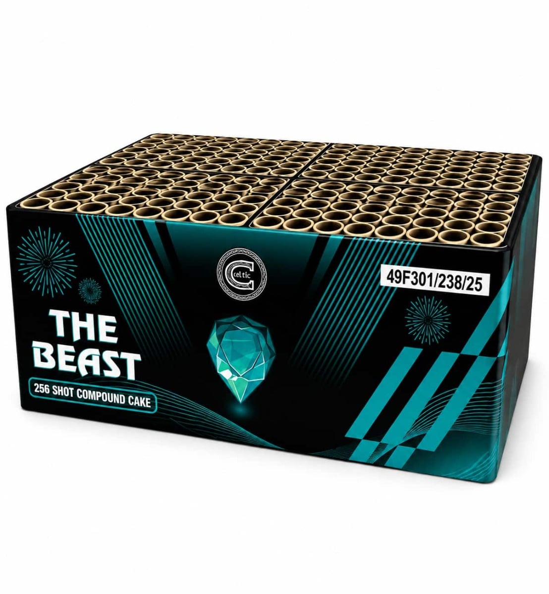 The Beast by Celtic Fireworks F3 Compound Firework 256 Shots 3123g NEC