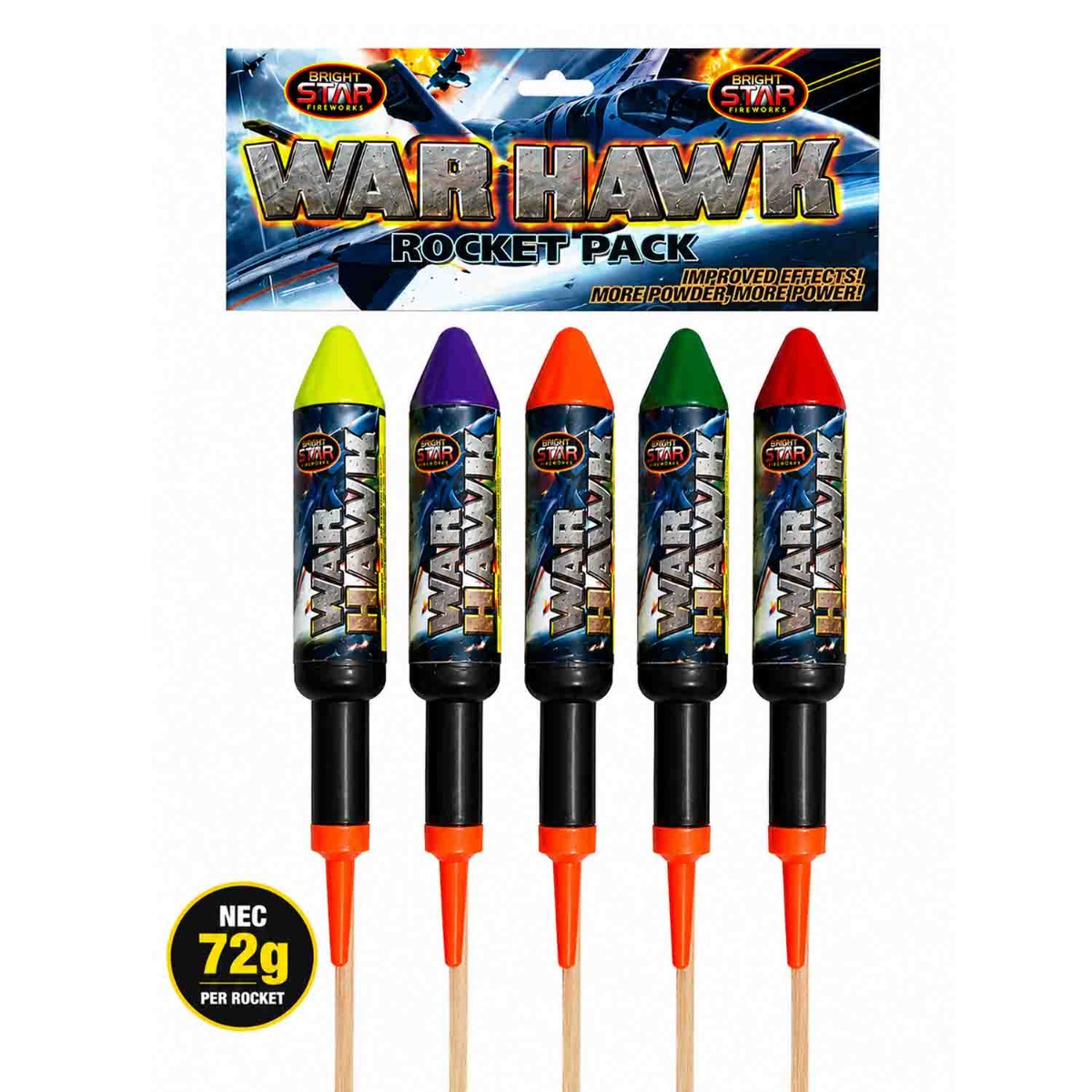 War Hawk Rockets by Brightstar Fireworks – 5 Pack 72g Rockets